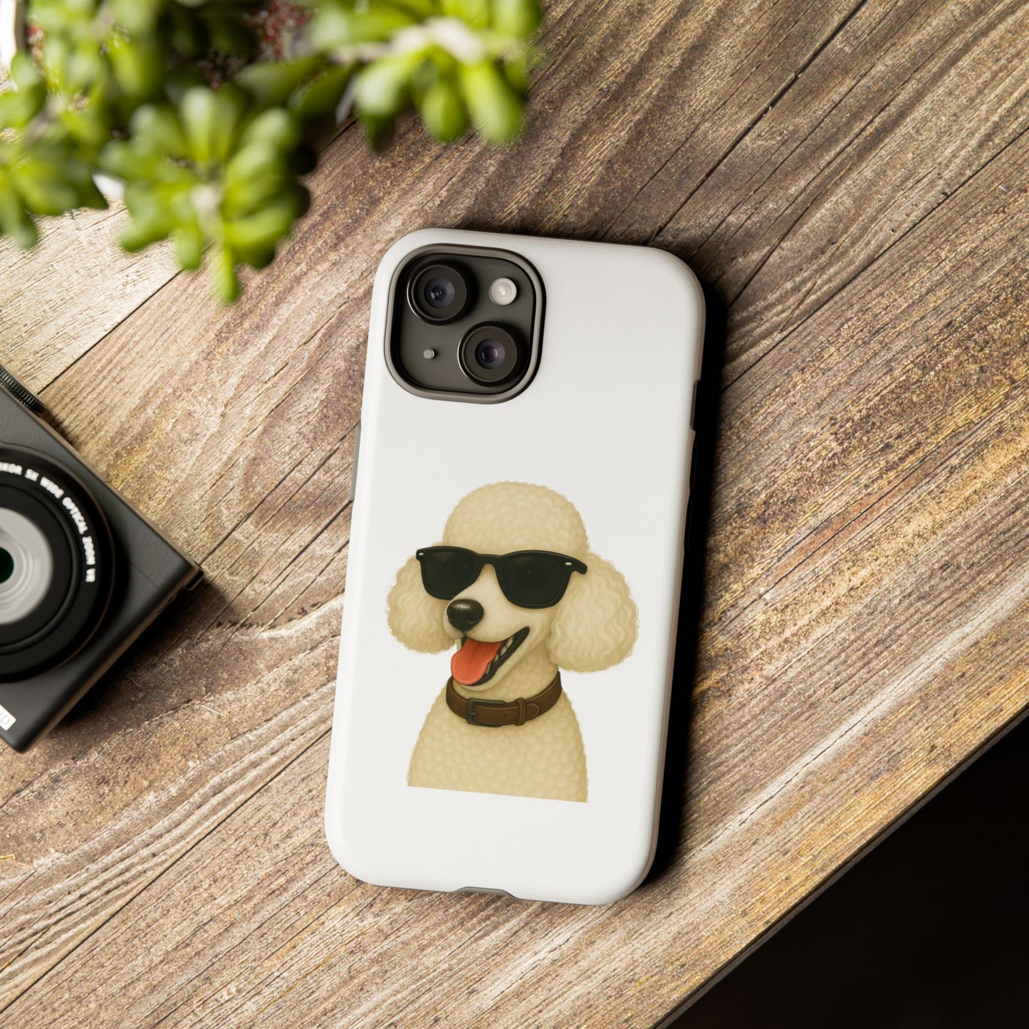White Poodle Wearing Sunglasses - Tough Phone Case