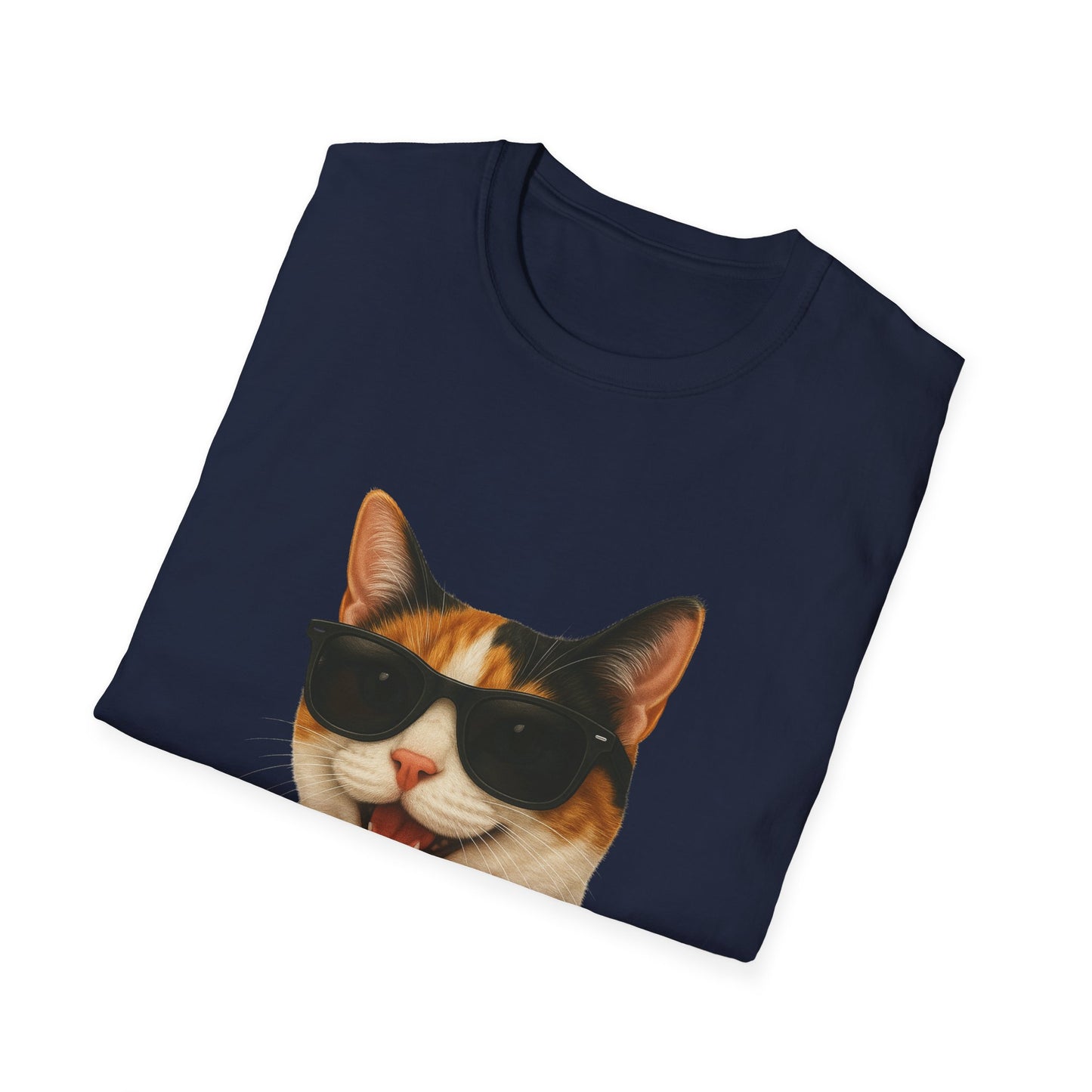 Calico Shorthair Cat Wearing Sunglasses - Adult T-Shirt