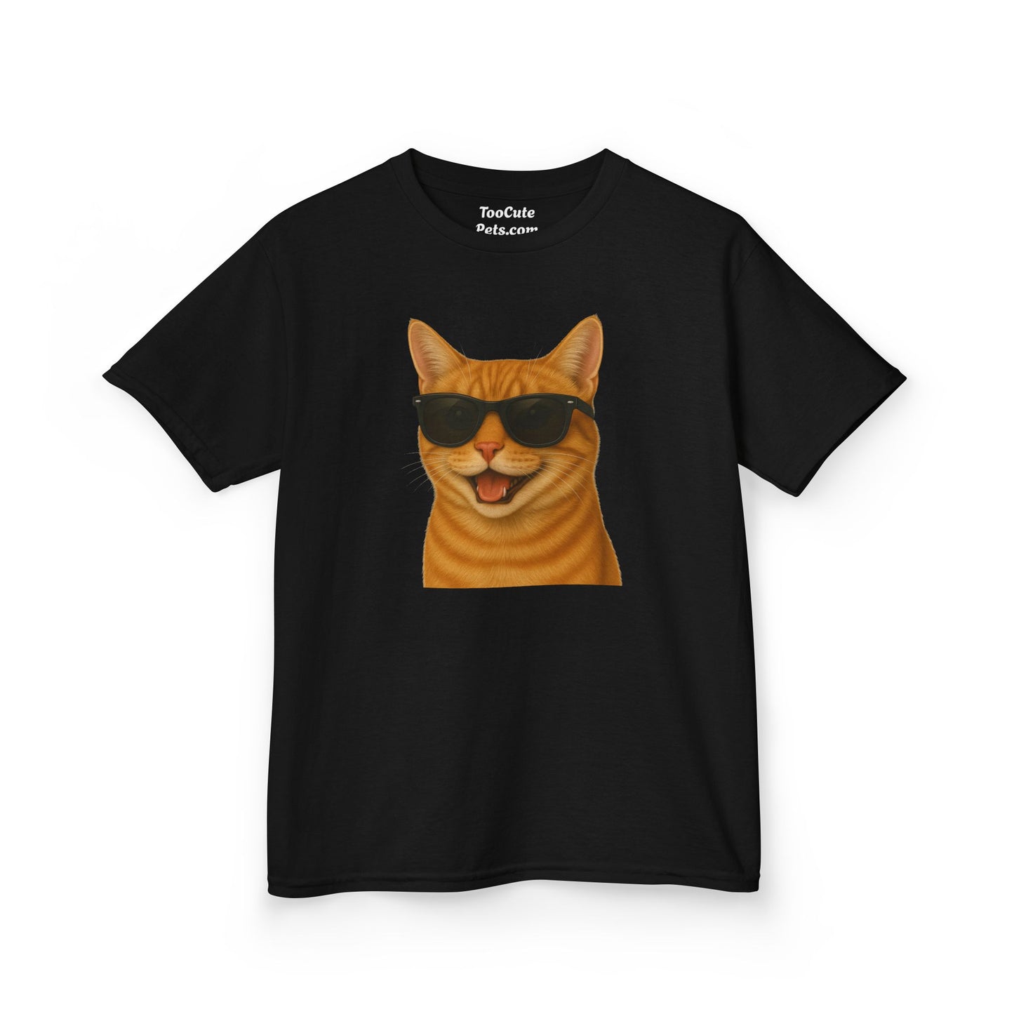 Domestic Shorthaired Orange Tabby Cat Wearing Sunglasses Kids Tee
