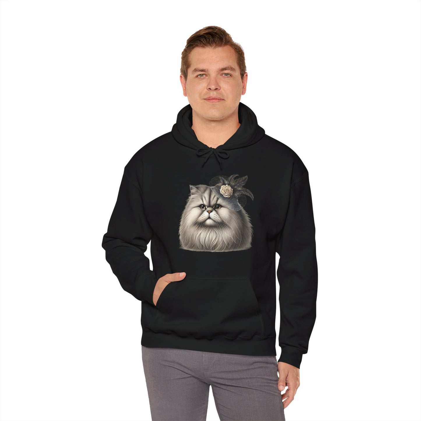 Persian Cat Wearing A Flower Fascinator - Adult Hoodie - Too Cute Pets