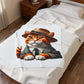 Tabby Cat Wearing a Fedora - Sherpa Blanket