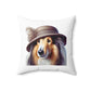 Collie Wearing a Cloche Hat - Throw Pillow