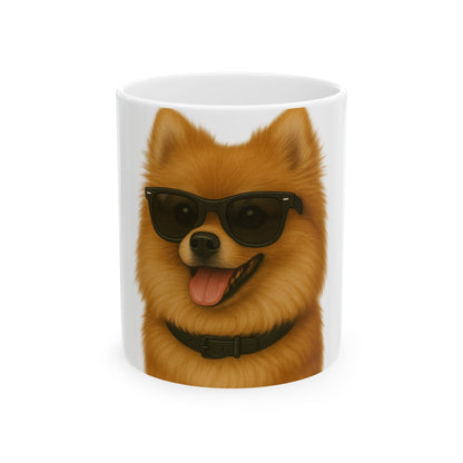 Pomeranian Wearing Sunglasses Ceramic Mug