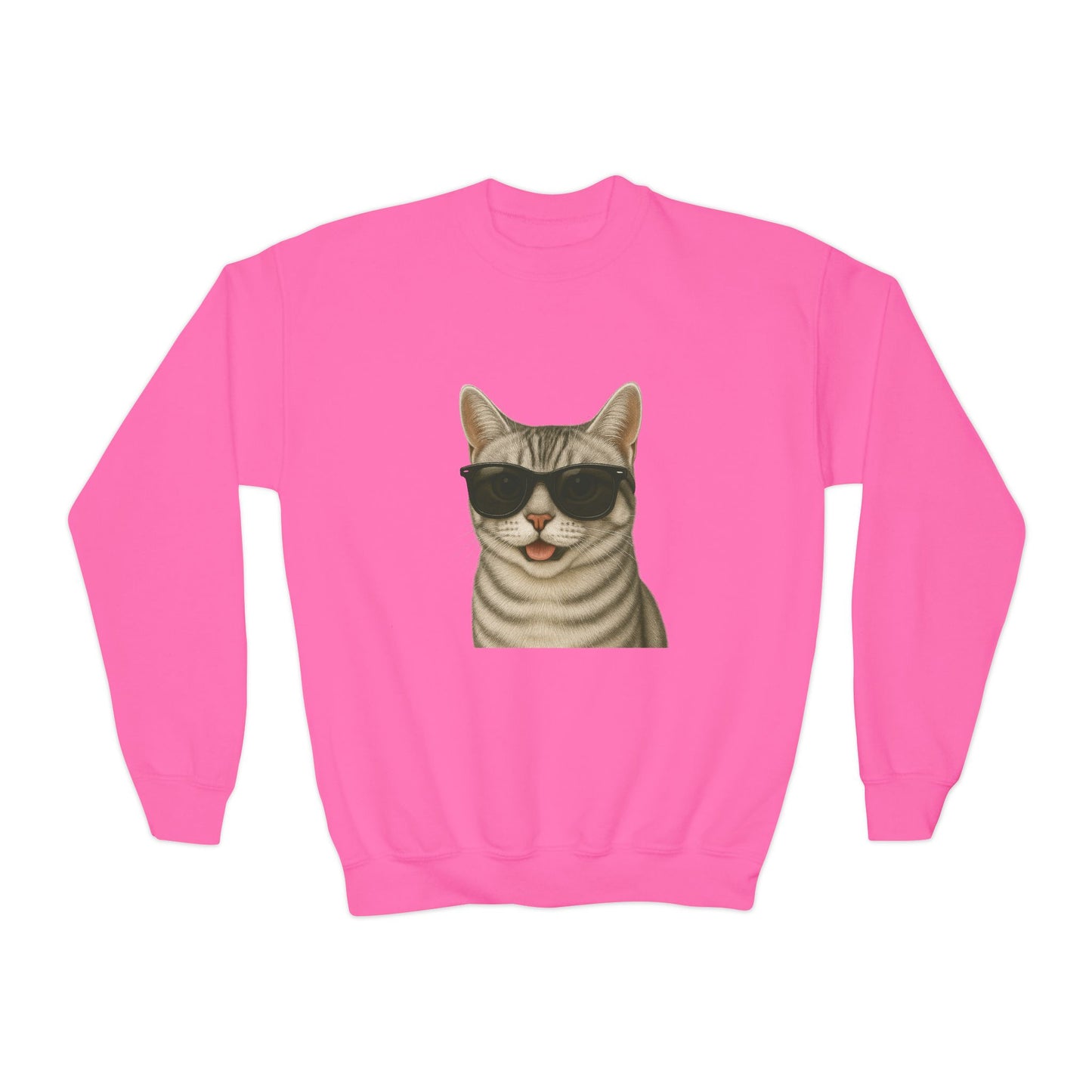 American Shorthair Silver Tabby Cat Wearing Sunglasses - Youth Sweatshirt