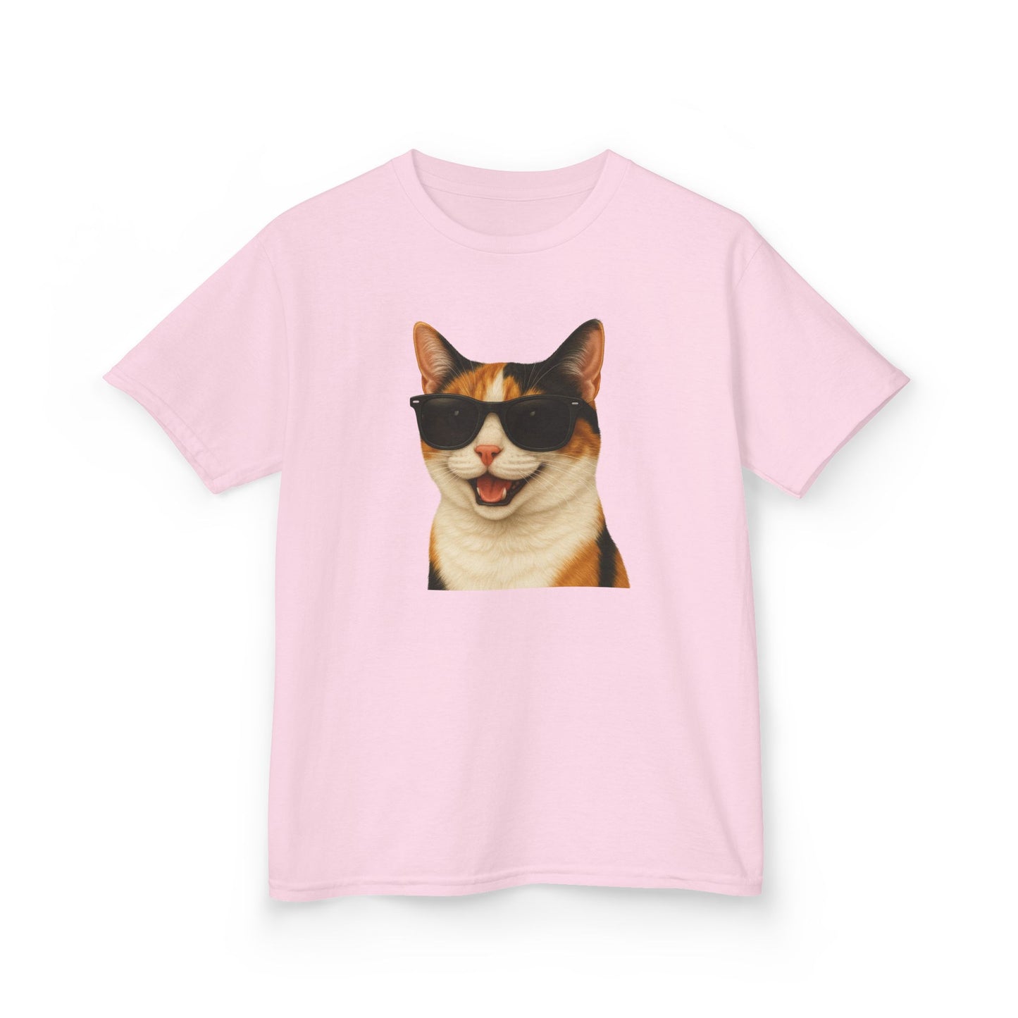 Calico Shorthair Cat Wearing Sunglasses Kids Tee