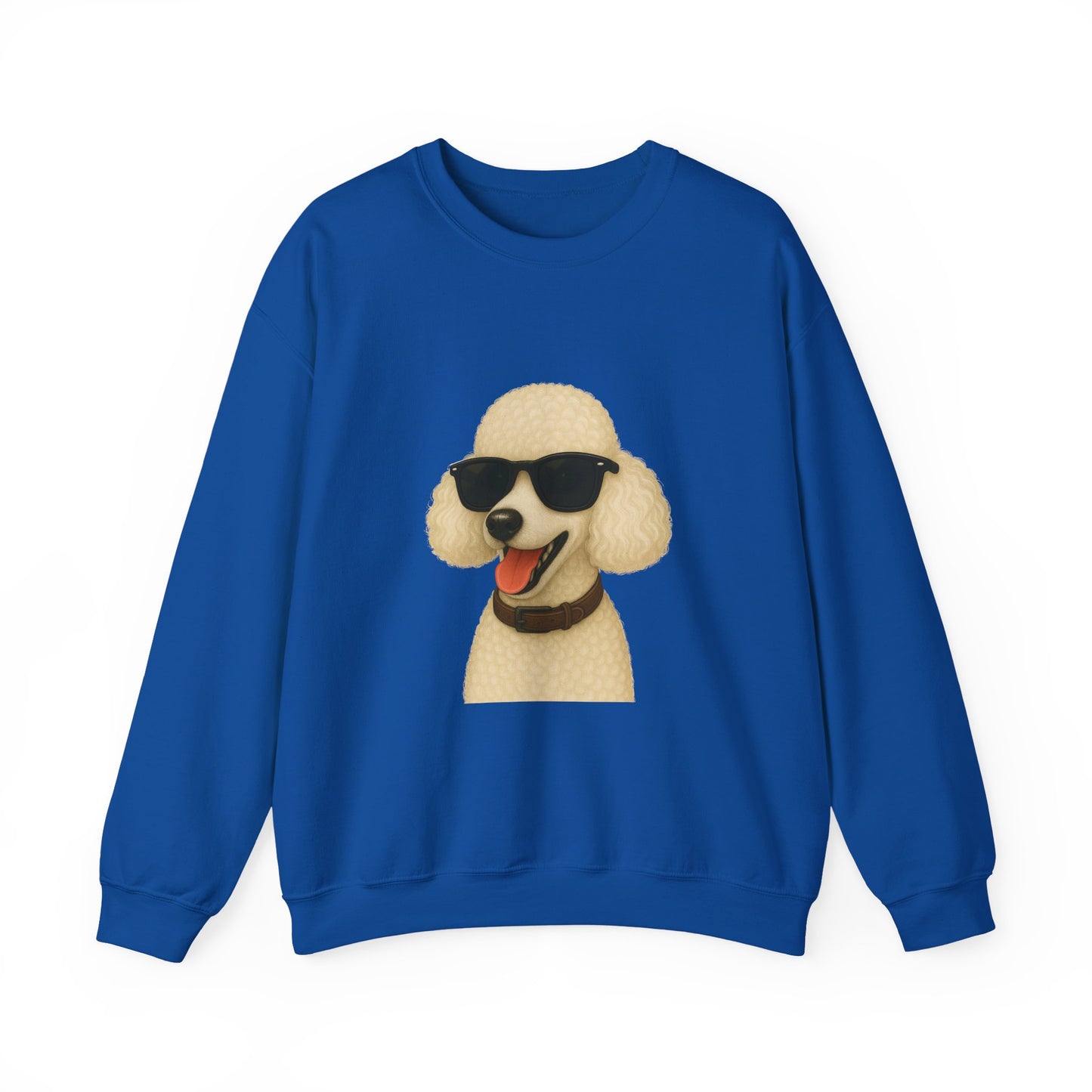 White Poodle Wearing Sunglasses - Adult Crewneck Sweatshirt