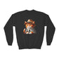 Tabby Cat Dressed In A Suit and Fedora Hat Youth Crewneck Sweatshirt - Too Cute Pets