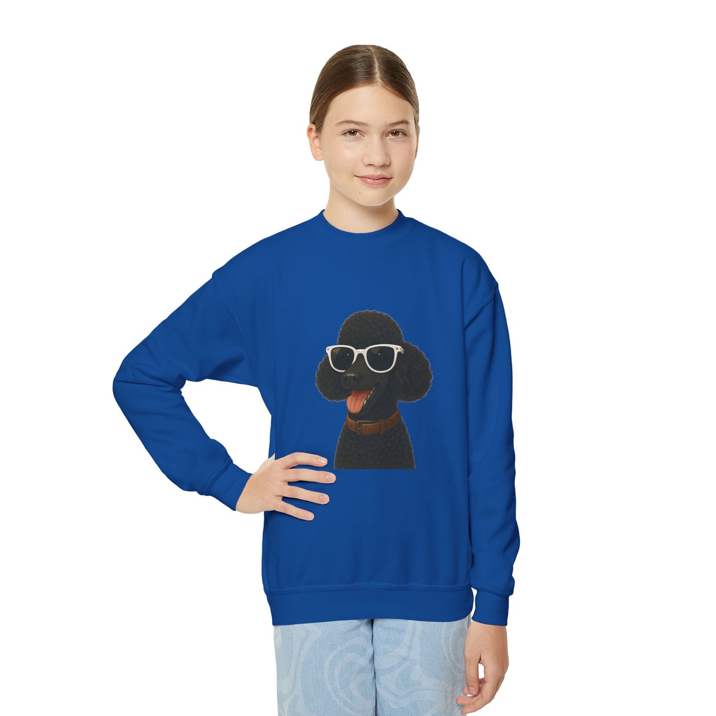 Black Poodle Wearing Sunglasses - Youth Sweatshirt