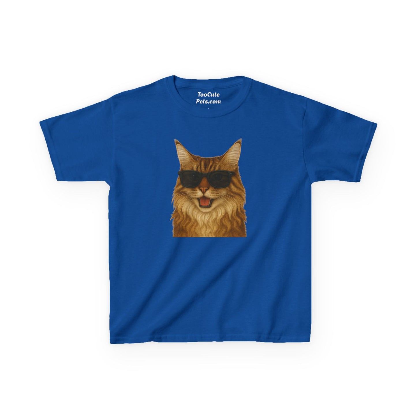 Maine Coon Cat Wearing Sunglasses Kids Tee