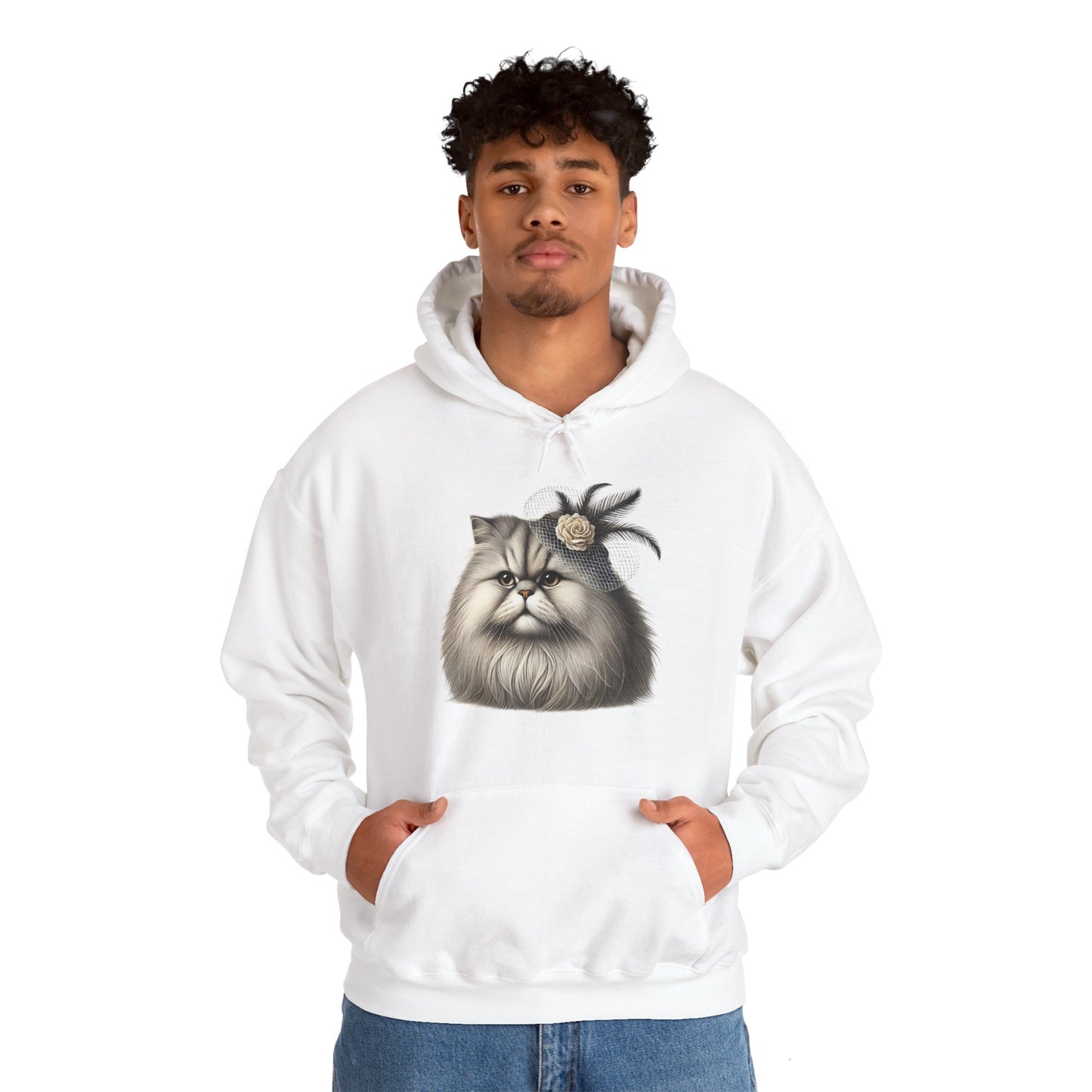 Persian Cat Wearing A Flower Fascinator - Adult Hoodie - Too Cute Pets