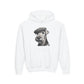 Airedale Terrier Wearing Tweed Flat Cap (Black and White)-  Youth Hoodie - Too Cute Pets
