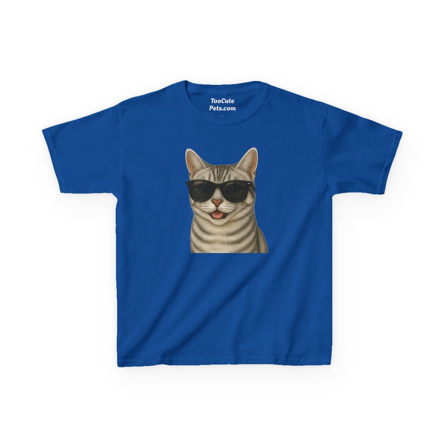 American Shorthair Silver Tabby Cat Wearing Sunglasses - Kids Tee