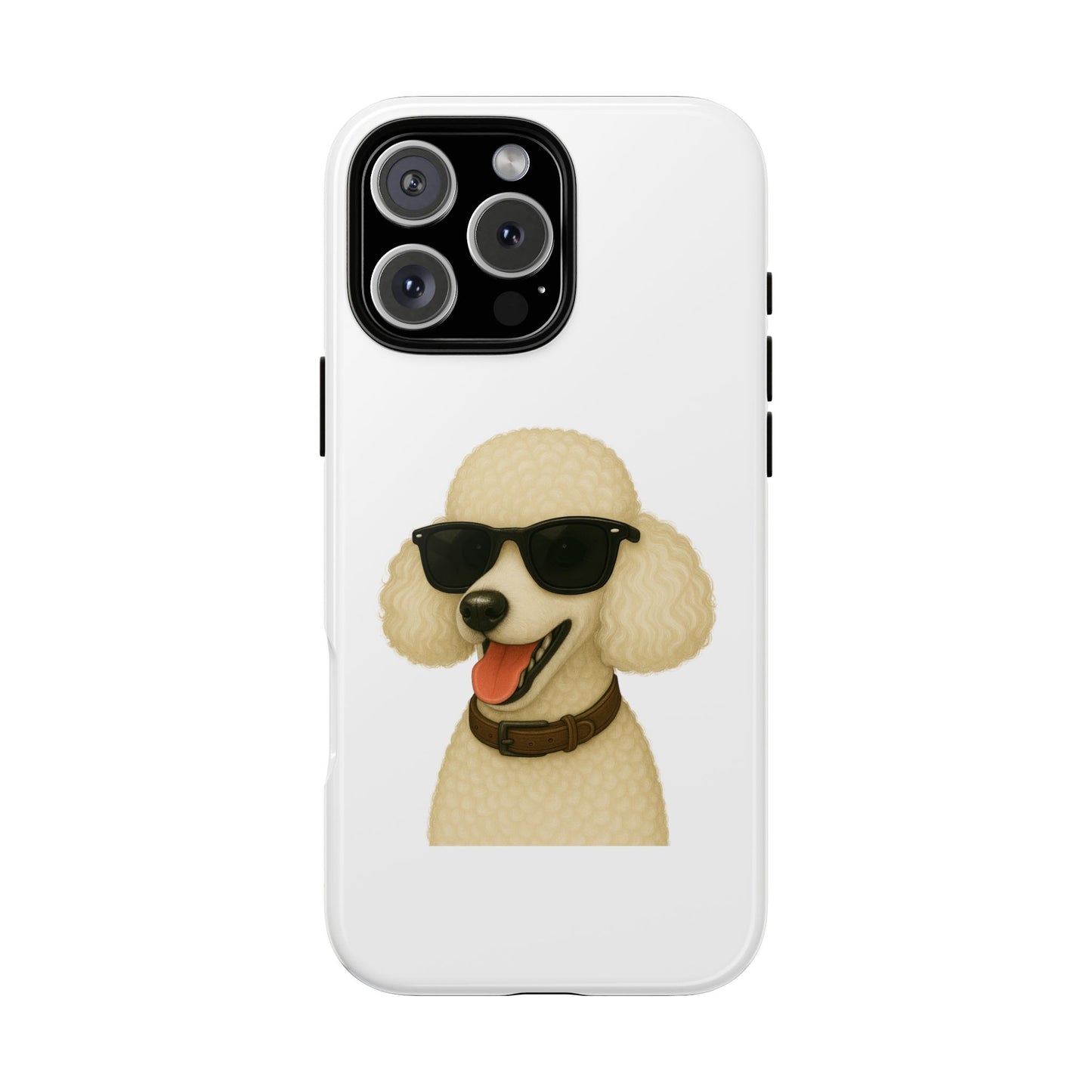 White Poodle Wearing Sunglasses - Tough Phone Case