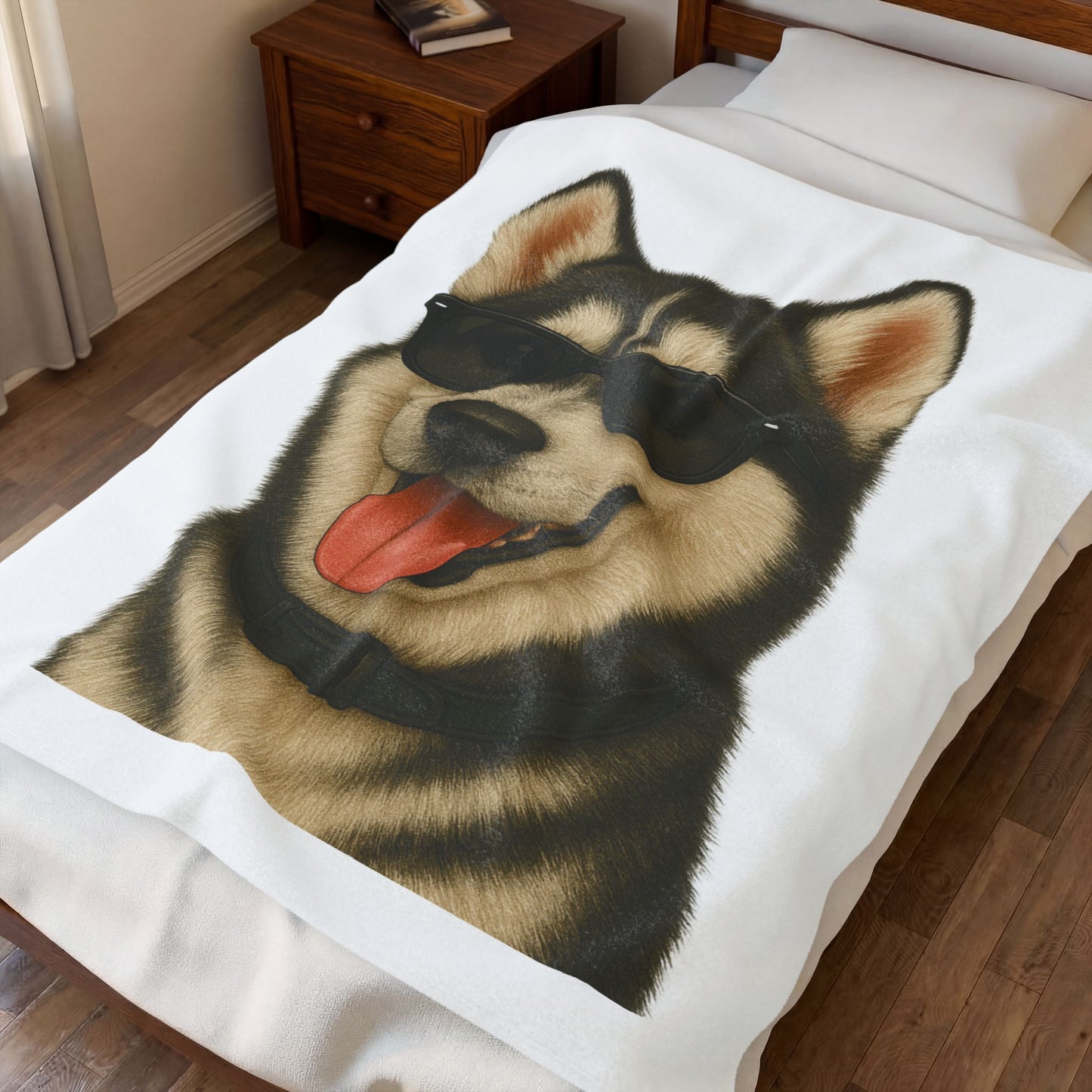 Siberian Husky Wearing Sunglasses - Sherpa Blanket