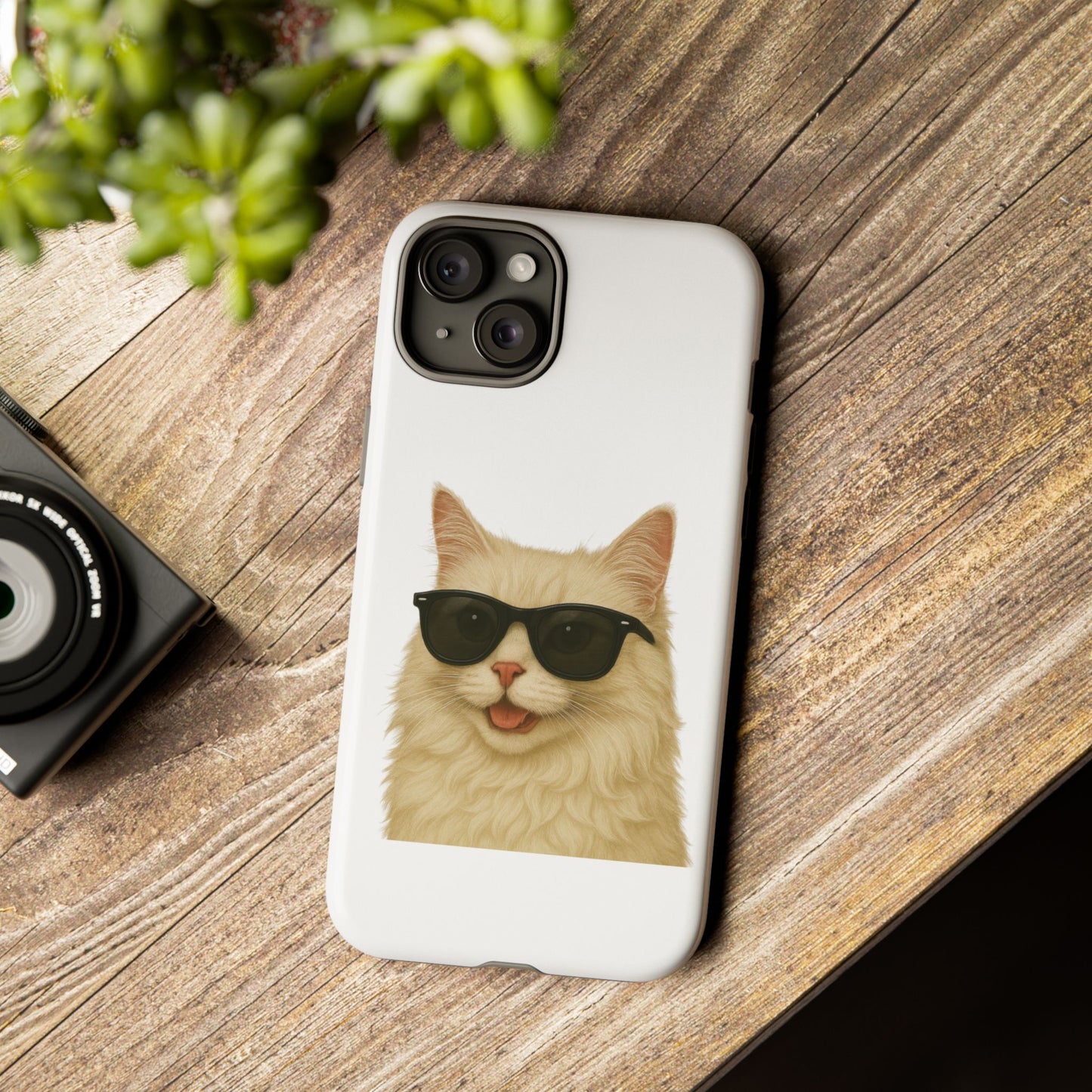 Cream Longhair Cat Wearing Sunglasses - Tough Phone Case