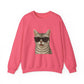 American Shorthair Silver Tabby Wearing Sunglasses - Adult Crewneck Sweatshirt
