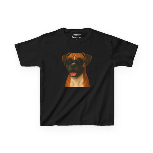 Kids Tee with Boxer Dog Wearing Sunglasses