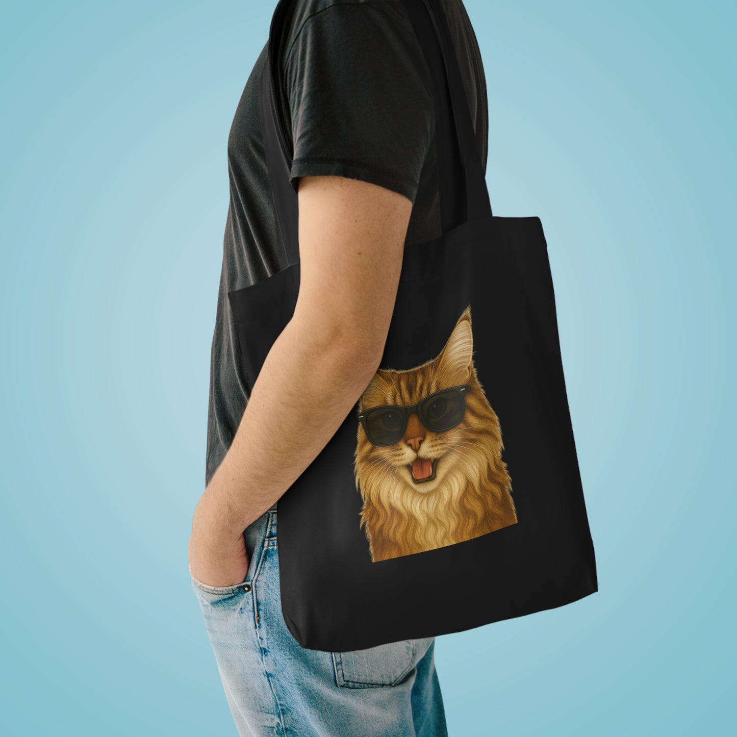 Maine Coon Wearing Sunglasses Cotton Tote Bag