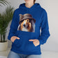 Collie Wearing Cloche Hat - Adult Hoodie - Too Cute Pets