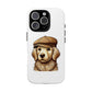 Golden Retriever Wearing a Newsboy Cap - Tough Phone Case