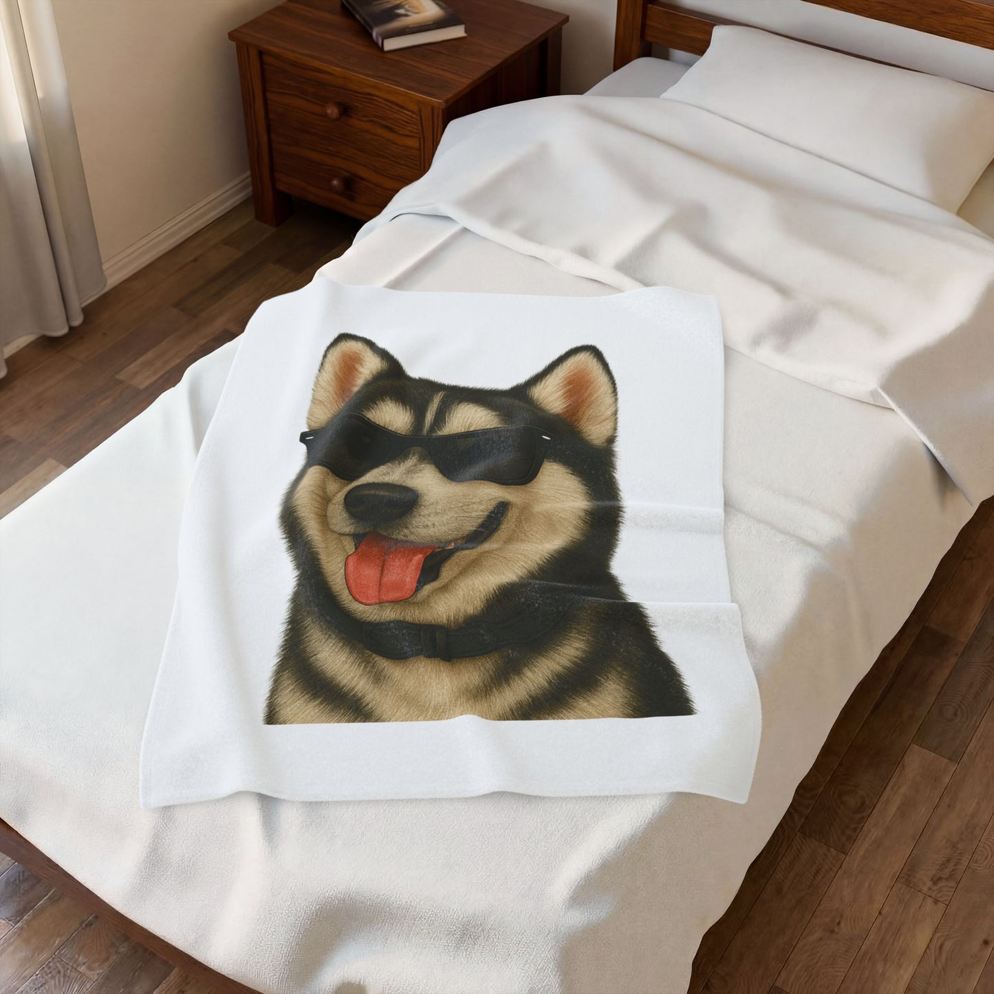 Siberian Husky Wearing Sunglasses - Sherpa Blanket