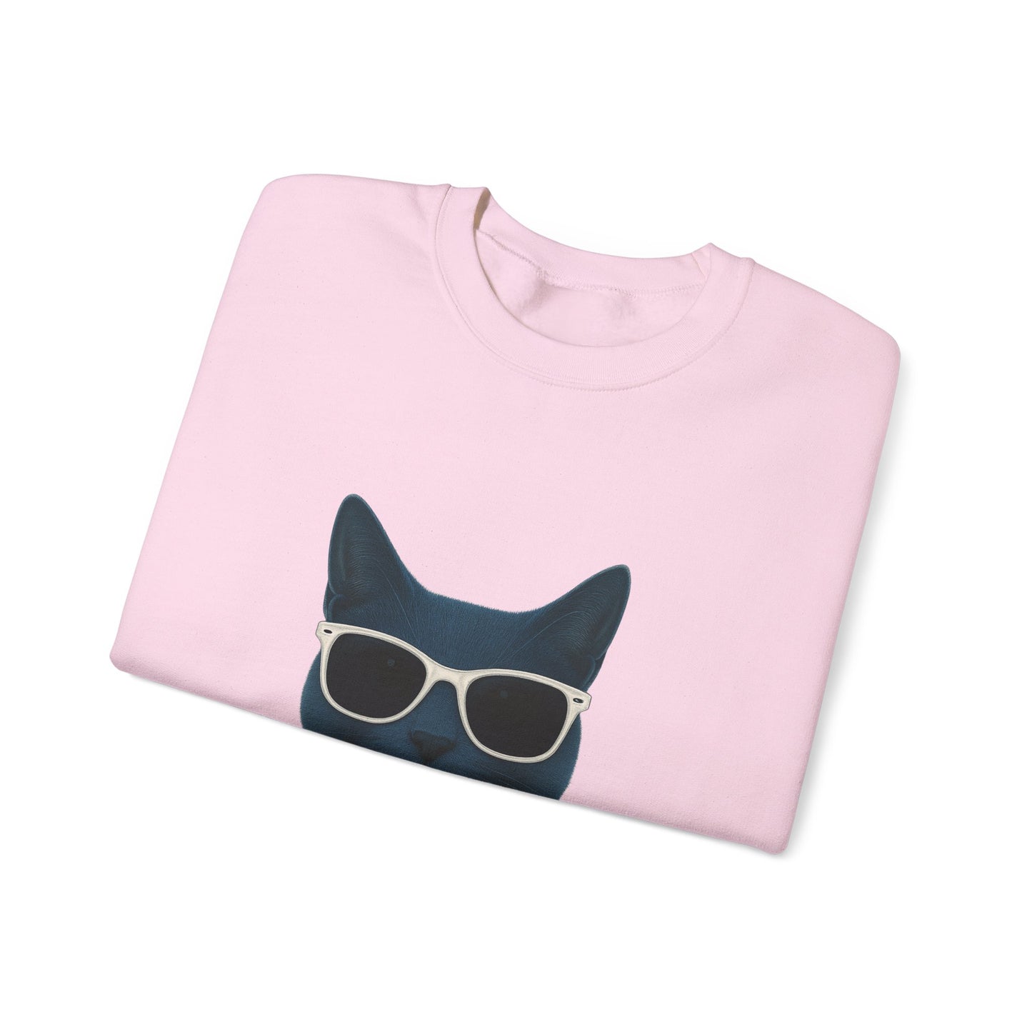 Russian Blue Cat Wearing Sunglasses - Adult Crewneck Sweatshirt
