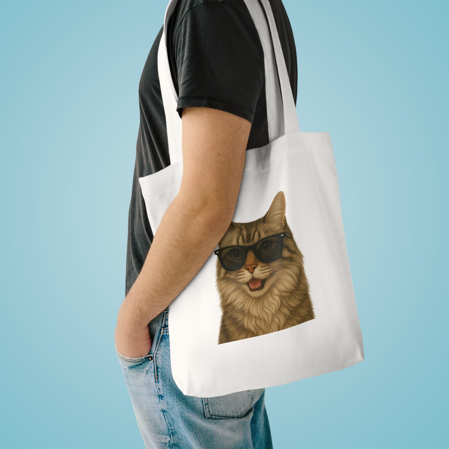 Siberian Cat Wearing Sunglasses Cotton Tote Bag