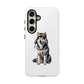 Husky Wearing a Fur Hunter Hat - Tough Phone Case