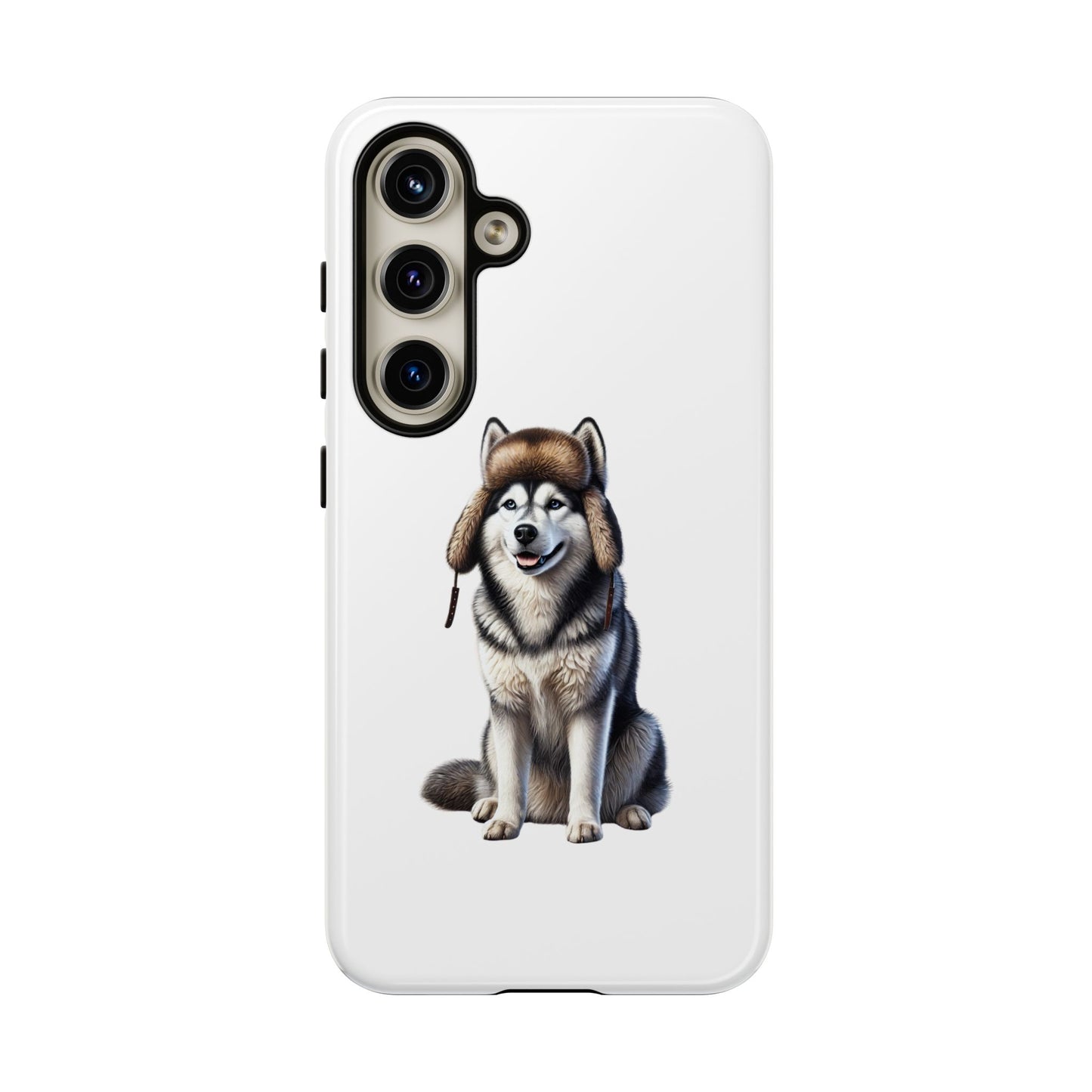 Husky Wearing a Fur Hunter Hat - Tough Phone Case