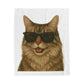 Siberian Cat Wearing Sunglasses - Sherpa Blanket