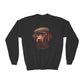 Brown Labrador With Tweed Flat Cap - Youth Crewneck Sweatshirt - Too Cute Pets