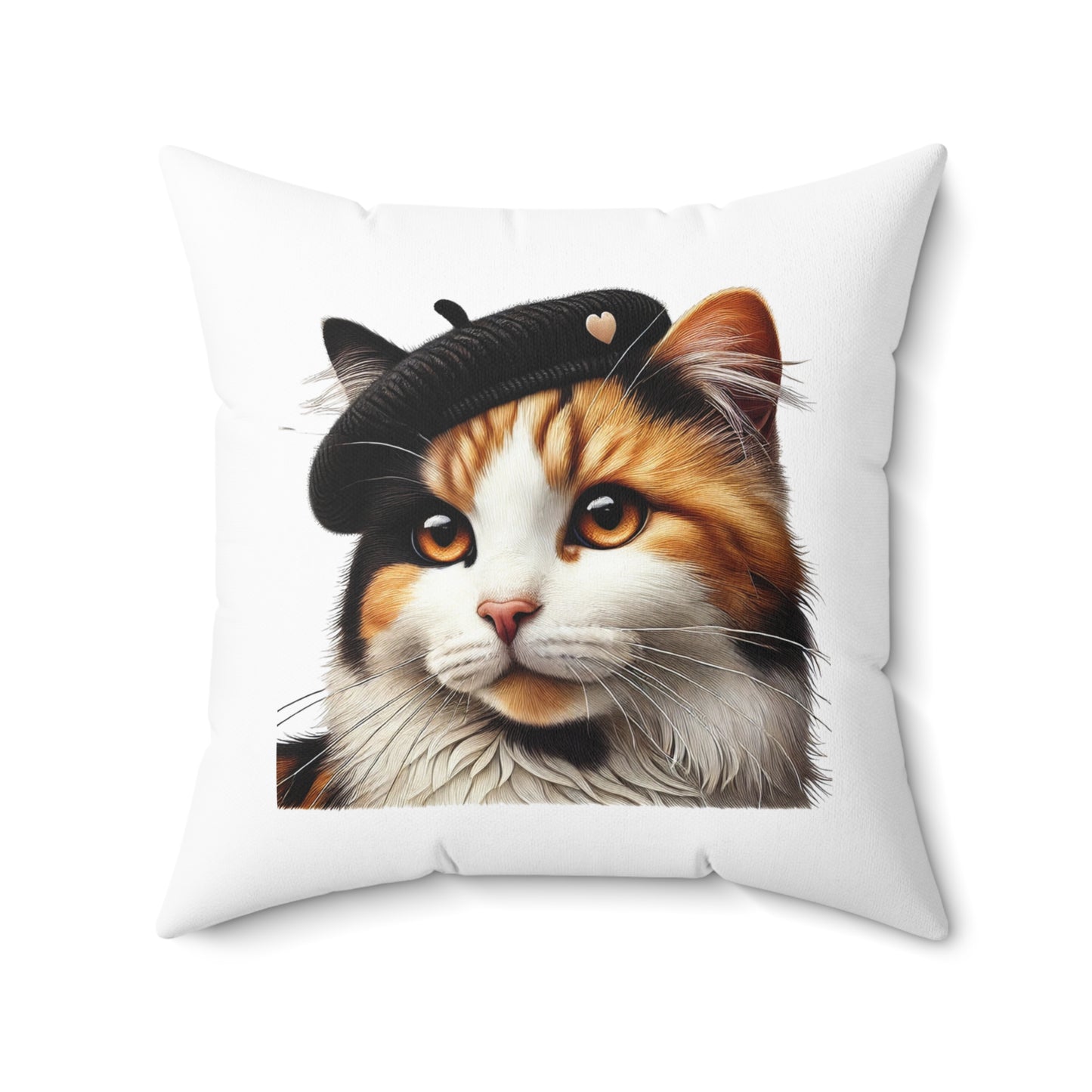 Calico Cat Wearing a Beret - Throw Pillow