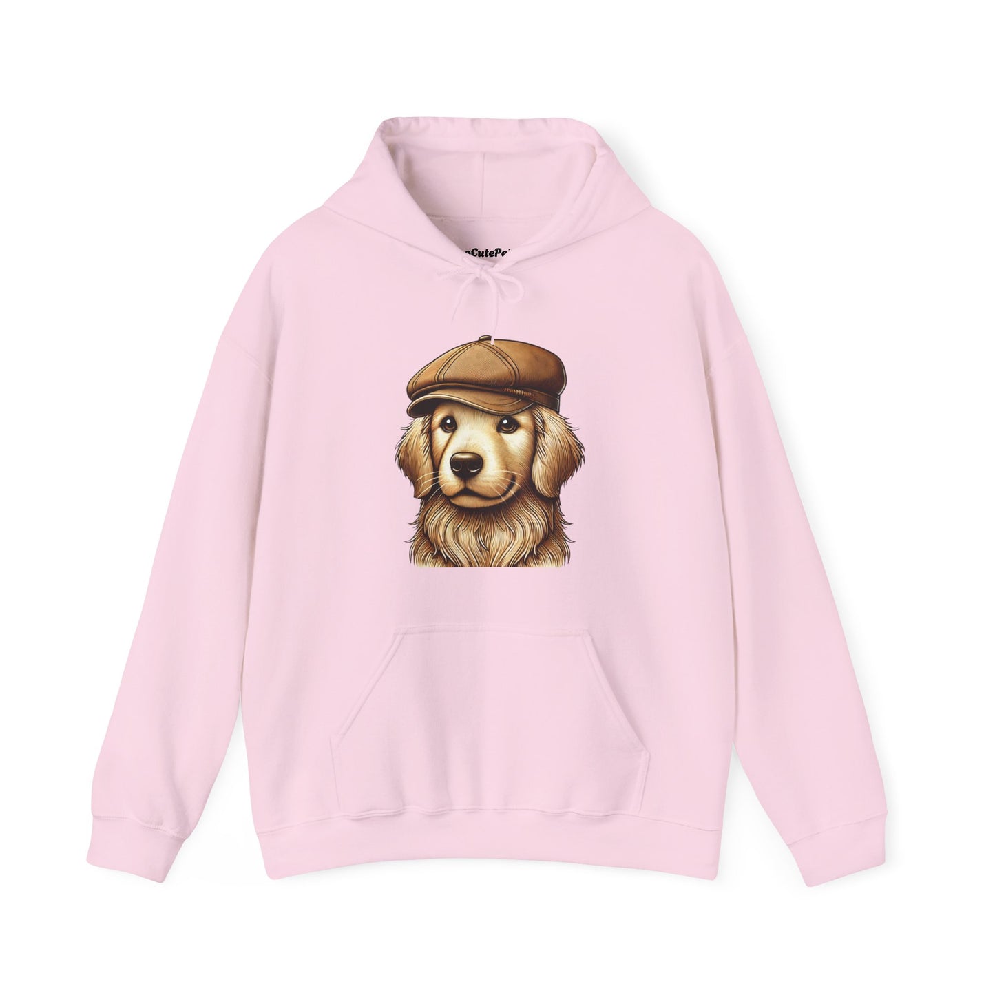 Golden Retriever Wearing Newsboy Hat - Adult Hoodie - Too Cute Pets