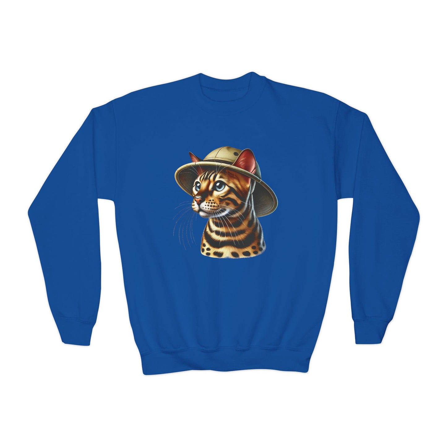 Bengal Cat Safari Hat - Youth Sweatshirt - Too Cute Pets