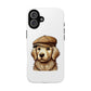 Golden Retriever Wearing a Newsboy Cap - Tough Phone Case