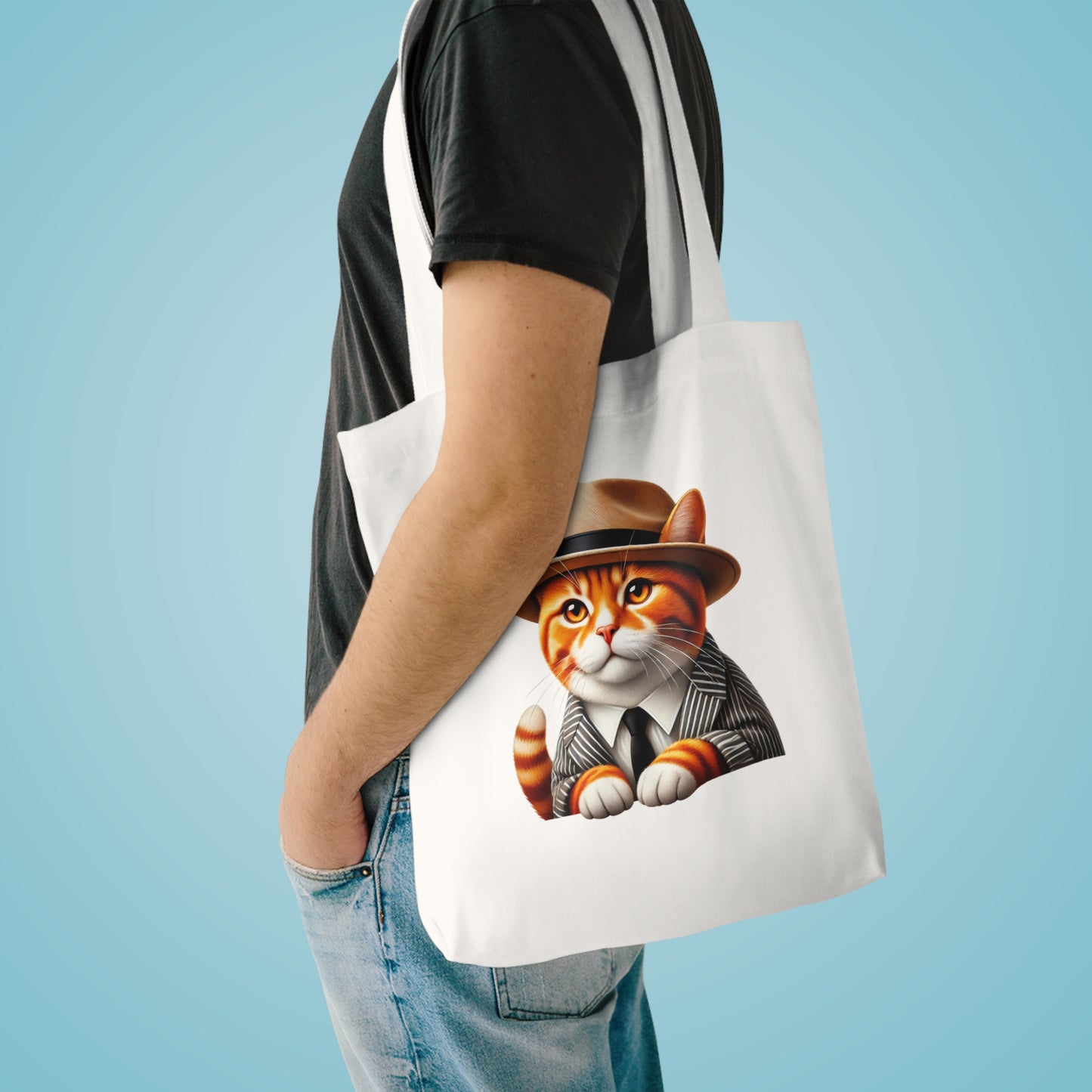 Tabby Cat Wearing a Fedora - Cotton Tote Bag