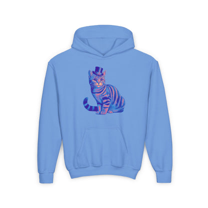 Tabby Wearing Top Hat (Multi Color Image) - Youth Hoodie - Too Cute Pets