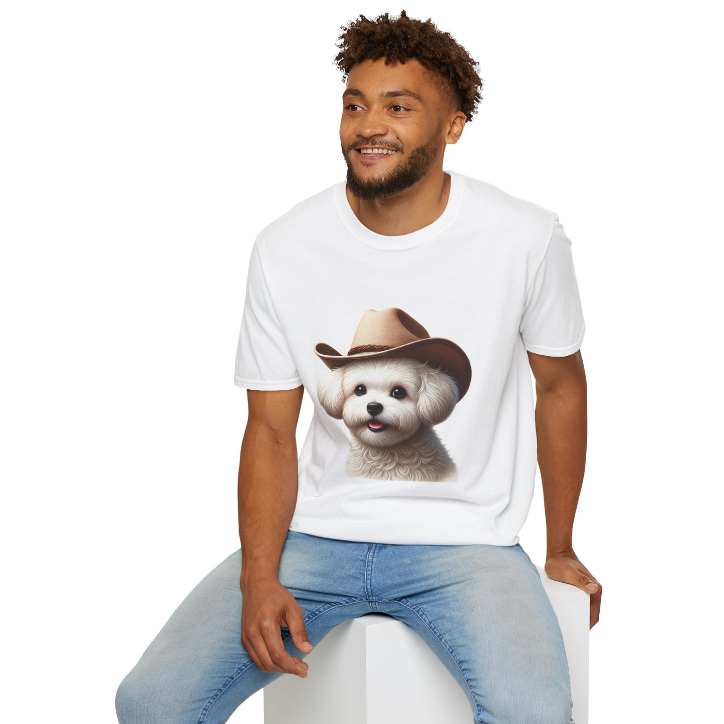 Cute Maltese Wearing Cowgirl Hat - Adult T-shirt - Too Cute Pets