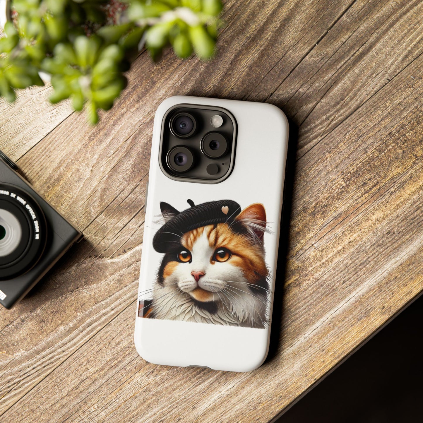 Calico Cat Wearing a Beret - Tough Phone Case