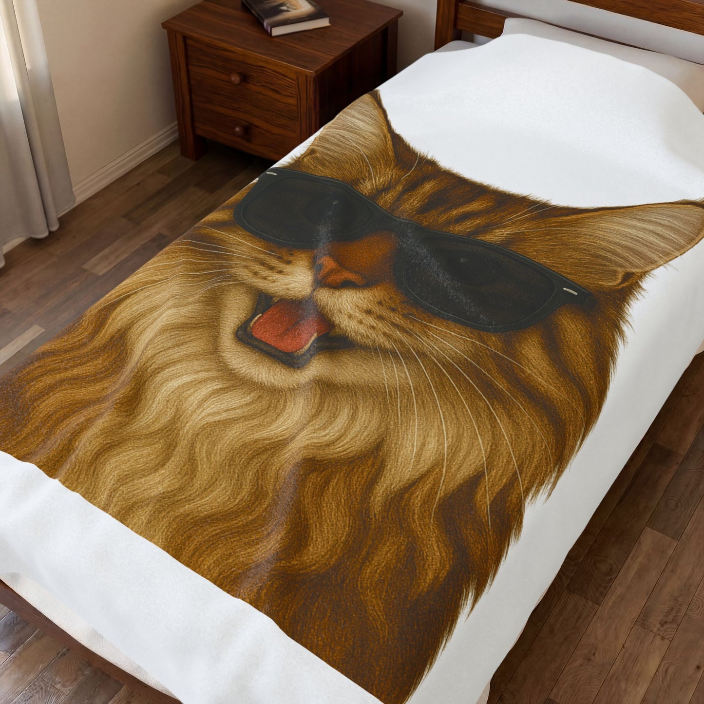 Maine Coon Wearing Sunglasses - Sherpa Blanket