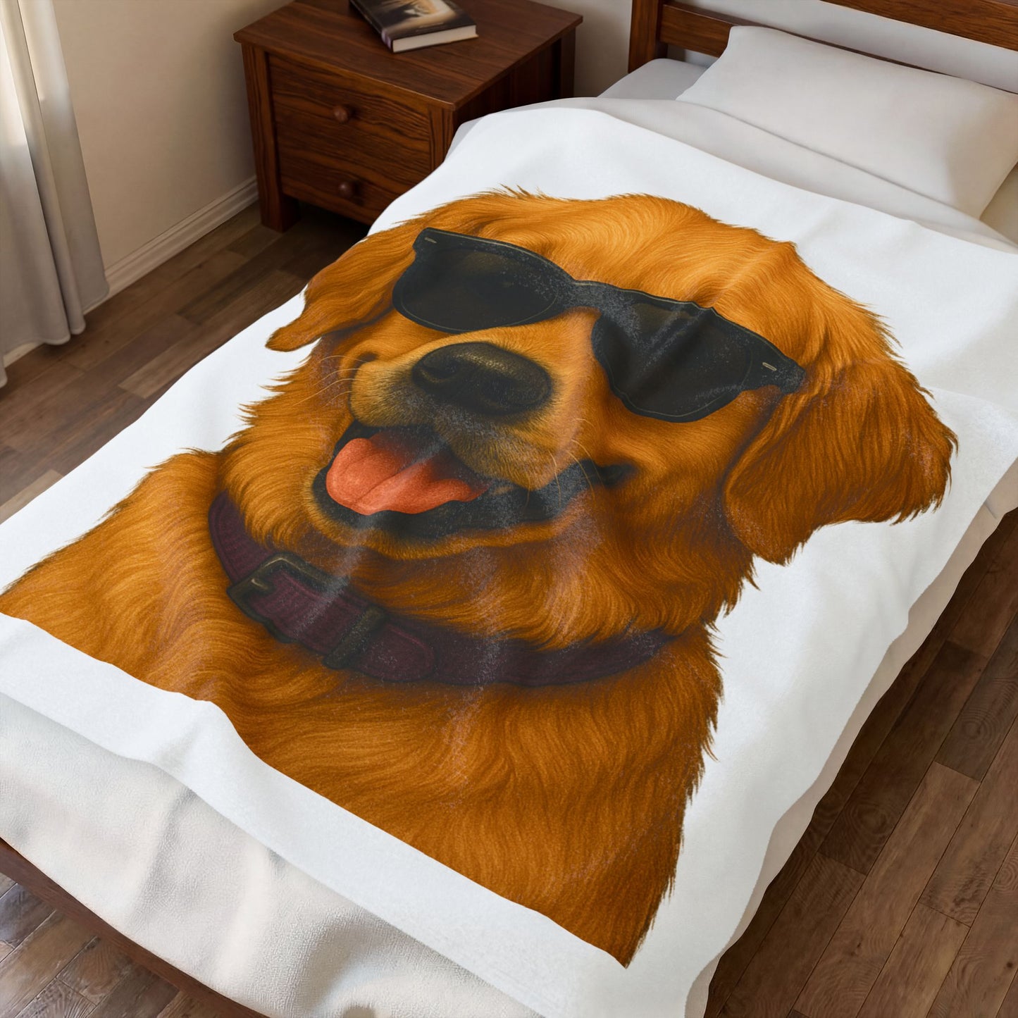 Golden Retriever Wearing Sunglasses - Sherpa Blanket