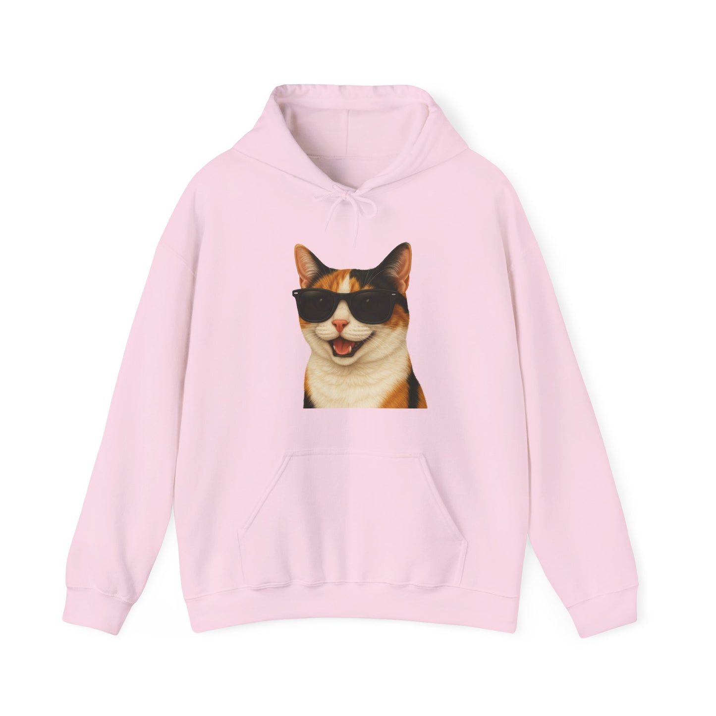 Calico Shorthair Cat Wearing Sunglasses - Adult Hoodie
