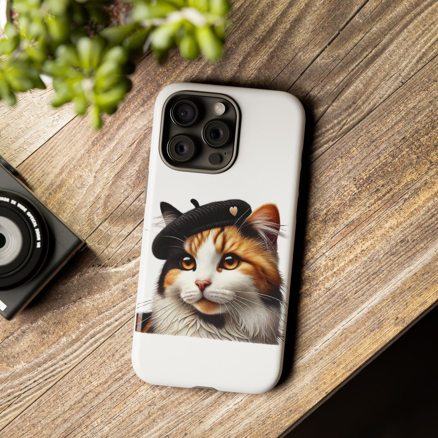 Calico Cat Wearing a Beret - Tough Phone Case