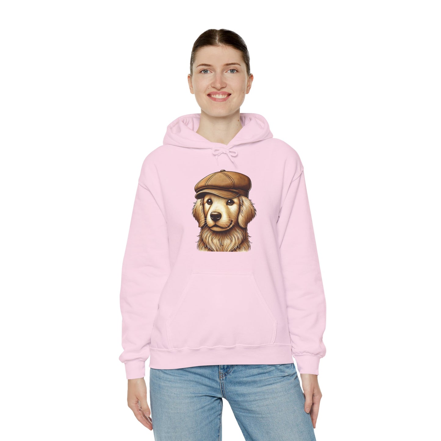 Golden Retriever Wearing Newsboy Hat - Adult Hoodie - Too Cute Pets