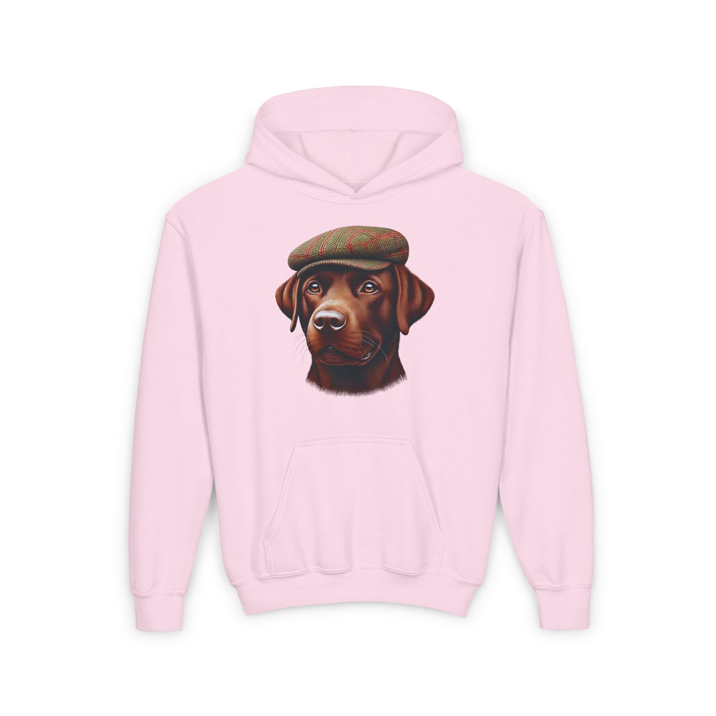 Brown Labrador With Tweed Flat Cap - Hooded Youth Sweatshirt - Too Cute Pets