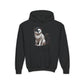 Black and White Cat Wearing A Beret-  Youth Hoodie - Too Cute Peets