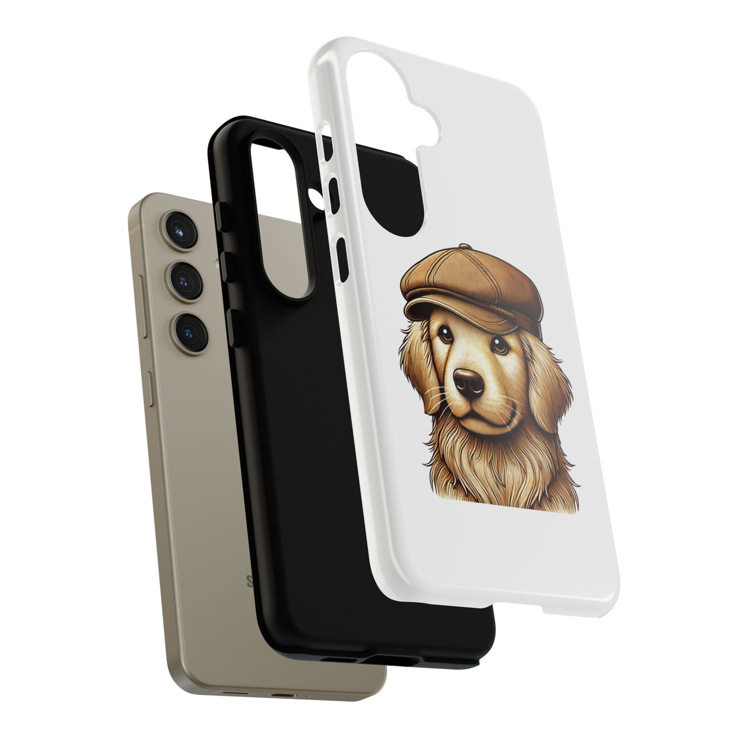 Golden Retriever Wearing a Newsboy Cap - Tough Phone Case