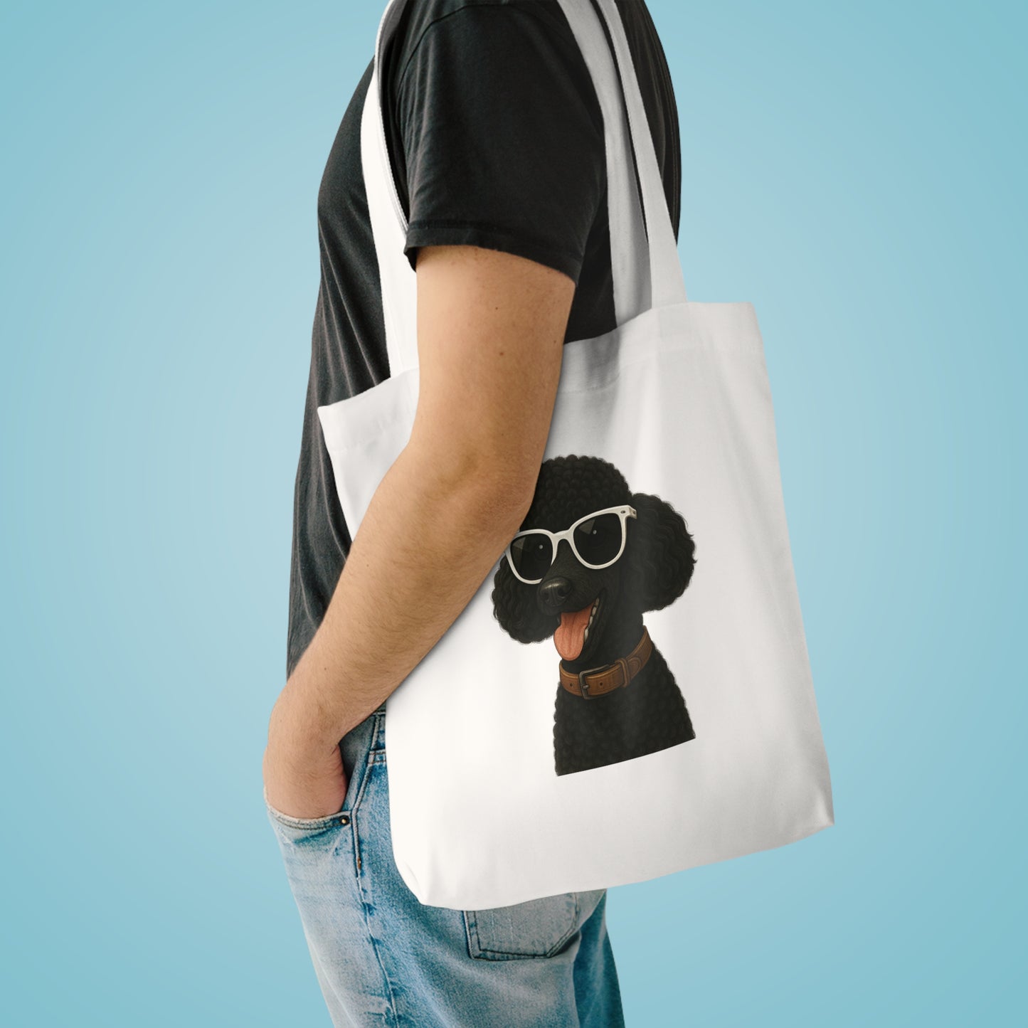 Black Poodle Wearing Sunglasses Cotton Tote Bag