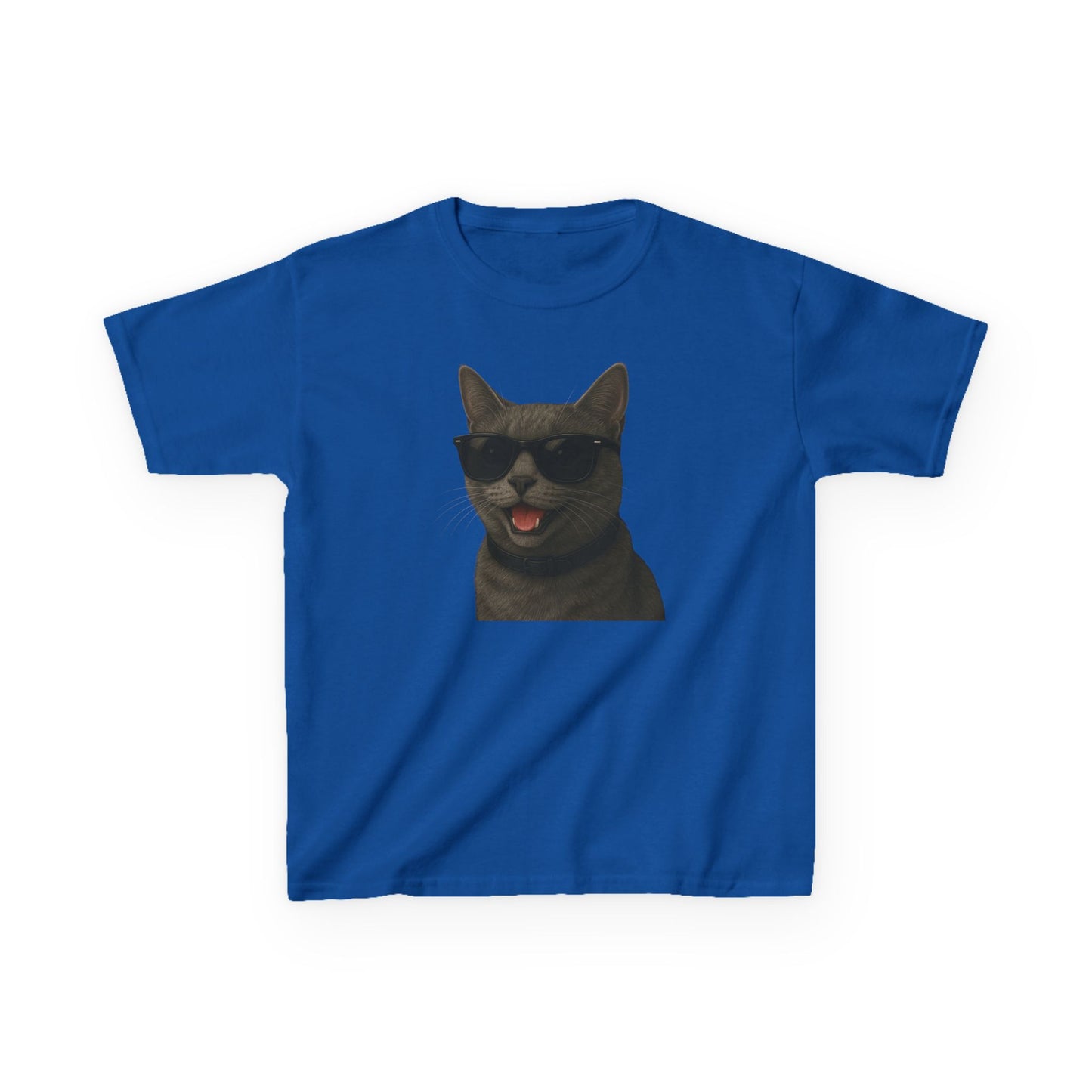 Gray Cat Wearing Sunglasses Kids Tee