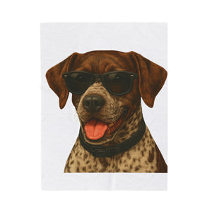 German Shorthaired Pointer Wearing Sunglasses - Sherpa Blanket